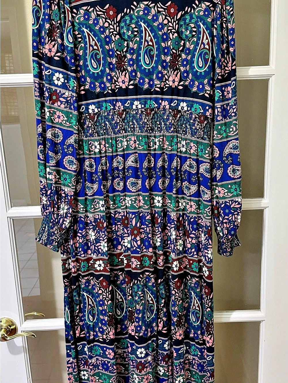 Boden Paisley Floral Maxi Dress Blue & Pink Size XL Like New - Picture 4 of 4